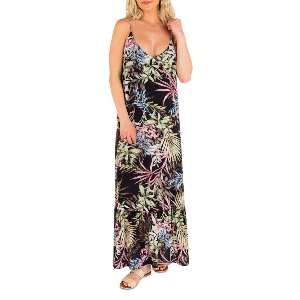 Hurley Summer Palm Printed Sleeveless Maxi Dress NWT M